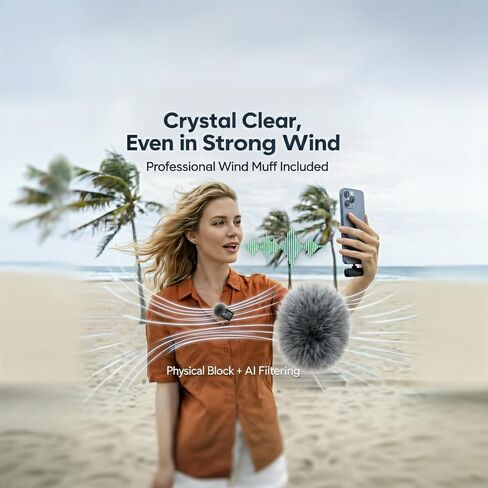 Mini Wireless Lavalier Microphone Noise Cancelling for iPhone,Android Lapel Mic with Charging Case Clip on Microphone Wireless Microphone for Vlogging, YouTube, TikTok Content Creator, Video Recording in Saudi Arabia