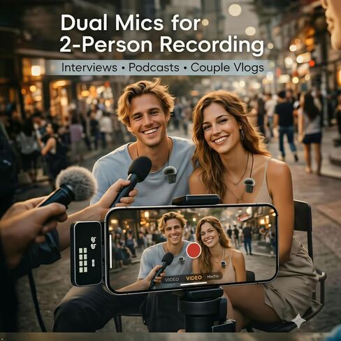 Mini Wireless Lavalier Microphone Noise Cancelling for iPhone,Android Lapel Mic with Charging Case Clip on Microphone Wireless Microphone for Vlogging, YouTube, TikTok Content Creator, Video Recording in Saudi Arabia