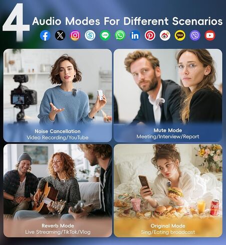 Mini Wireless Lavalier Microphone Noise Cancelling for iPhone,Android Lapel Mic with Charging Case Clip on Microphone Wireless Microphone for Vlogging, YouTube, TikTok Content Creator, Video Recording in Saudi Arabia