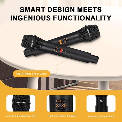 نظام ميكروفون لاسلكي ذو 4 قنوات، مجموعة ميكروفون لاسلكي قابل للتركيب على حامل UHF مع ترددات 4 × 10، نطاق 260 قدم، ميكروفون ديناميكي محمول للغناء والكاريوكي والكنيسة ودي جي والحفلات (MWM-41F) in Kuwait