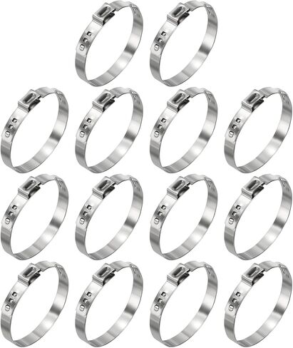 10Pcs Stainless Steel Single Ear Hose Clamps, Adjustable 15.3-18.5mm Heavy Duty Crimp Hose Clamp Assortment Kit, Metal Ear Cinch Rings Crimp Pinch Fitting for Automotive, Tubing in Kuwait