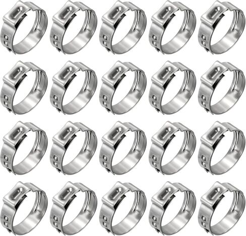 10Pcs Stainless Steel Single Ear Hose Clamps, Adjustable 15.3-18.5mm Heavy Duty Crimp Hose Clamp Assortment Kit, Metal Ear Cinch Rings Crimp Pinch Fitting for Automotive, Tubing in Saudi Arabia