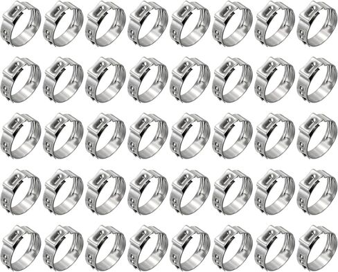 10Pcs Stainless Steel Single Ear Hose Clamps, Adjustable 15.3-18.5mm Heavy Duty Crimp Hose Clamp Assortment Kit, Metal Ear Cinch Rings Crimp Pinch Fitting for Automotive, Tubing in Saudi Arabia