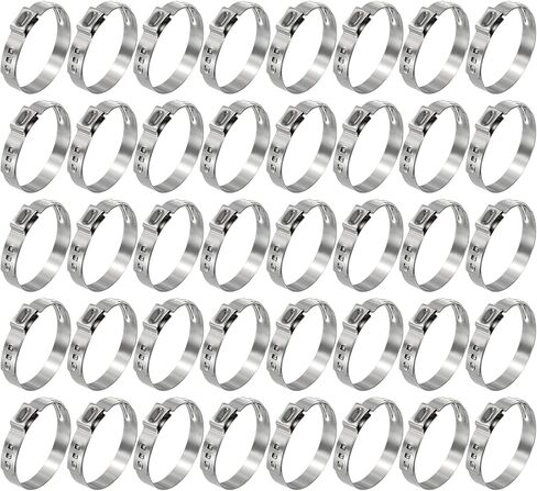 10Pcs Stainless Steel Single Ear Hose Clamps, Adjustable 15.3-18.5mm Heavy Duty Crimp Hose Clamp Assortment Kit, Metal Ear Cinch Rings Crimp Pinch Fitting for Automotive, Tubing in Saudi Arabia