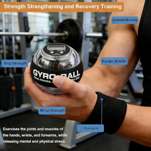 Torque Ball with Counter, Wrist Power Gyro Ball Hand Wrist Forearm Trainer and Strengthener for Exercise Joint and Muscle with Colour Light and Bag in Kuwait