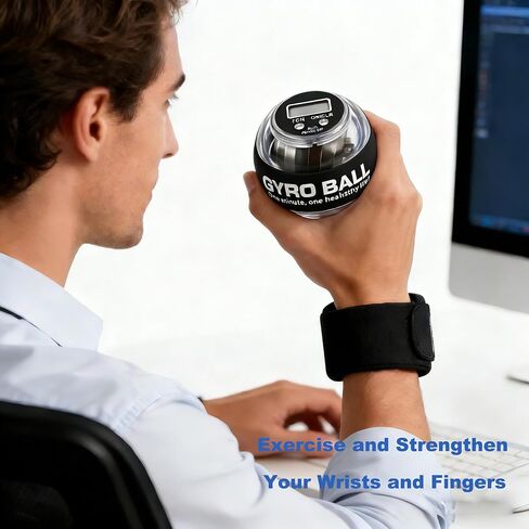 Torque Ball with Counter, Wrist Power Gyro Ball Hand Wrist Forearm Trainer and Strengthener for Exercise Joint and Muscle with Colour Light and Bag in Kuwait