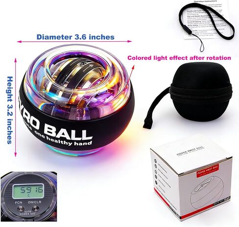 Torque Ball with Counter, Wrist Power Gyro Ball Hand Wrist Forearm Trainer and Strengthener for Exercise Joint and Muscle with Colour Light and Bag in Kuwait