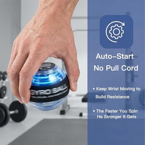 Torque ball,2026 Upgraded Wrist Ball Exerciser,Auto-Start Gyroscopic Forearm Exerciser,Hand Strengthening,Resistance,LED colored lights,Portable with Counter (Counting) in Saudi Arabia
