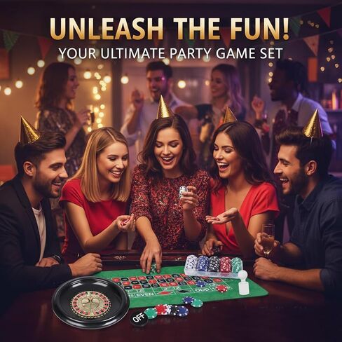 DAYUMKOU Roulette Wheel Set Includes 16'' Roulette Wheel, 200 Casino Chips, Green Roulette Mat, Chip Racks, Dealer Button, Marker Stick, Balls for Casino Game Night Party in Saudi Arabia