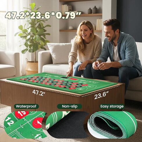 NEWTRY Roulette Wheel Set with 11" Roulette Wheel, Rubber Tabletop Layout Mat (47.2 x 23.6"), Poker Chips (100 pcs), Winner Marker, Playing Cards (2 Deck) Ideal for Party Game Night in Saudi Arabia