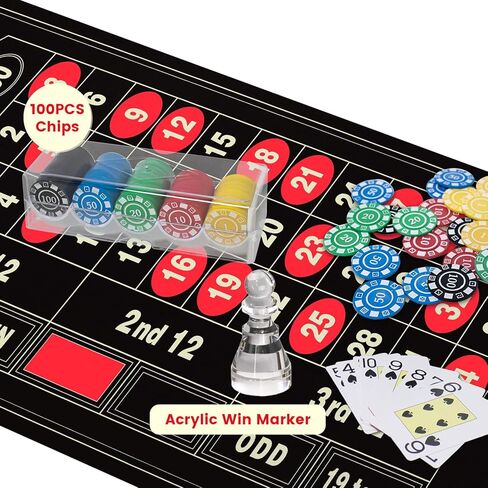 مجموعة ألعاب عجلة الروليت مقاس 12 بوصة، وطاولة الروليت وعجلة، وعجلة الروليت الخشبية مقاس 12 بوصة، وبساط الروليت المطاطي مقاس 47 بوصة × 24 بوصة، و100 قطعة زر لتوزيع رقائق الروليت، وطابقين من لعبة البوكر، وحفلة ليلية لألعاب الكازينو للبالغين in Kuwait
