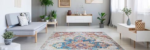 Imperia Collection Traditional Vintage Non Slip (Non-Skid) Machine Washable Distressed Area Rug (6'x9'2", Red - Blue) in Saudi Arabia