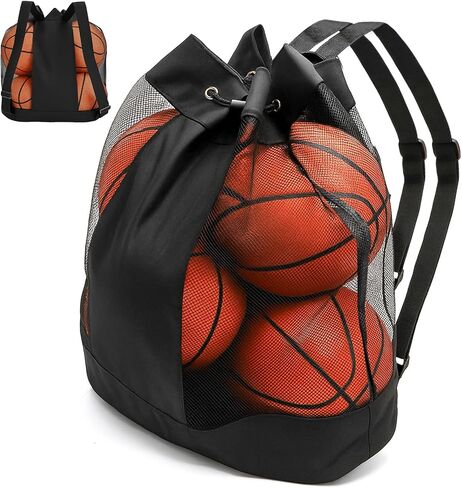Large Ball Bag, Mesh Sport Bag with Adjustable Double Strap, Drawstring, Heavy-duty Soccer Organizer Beach Toy Storage for Football, Basketball, Volleyball, Training in Saudi Arabia