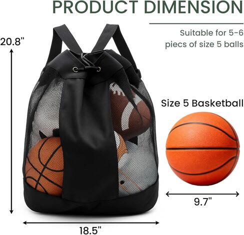 Large Ball Bag, Mesh Sport Bag with Adjustable Double Strap, Drawstring, Heavy-duty Soccer Organizer Beach Toy Storage for Football, Basketball, Volleyball, Training in Saudi Arabia