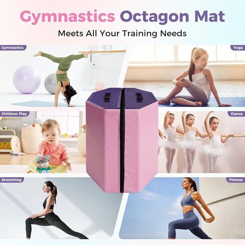 سجادة جمباز مثمنة قابلة للفصل، سجادة تمارين رياضية منزلية، سجادة تمارين رياضية على شكل مهارة، مع إسفنج عالي الكثافة وغطاء مقاوم للماء، لتشجيع صالة الألعاب الرياضية، والفنون القتالية، 43.18 سم × 43.18 سم × 63.58 سم in Kuwait