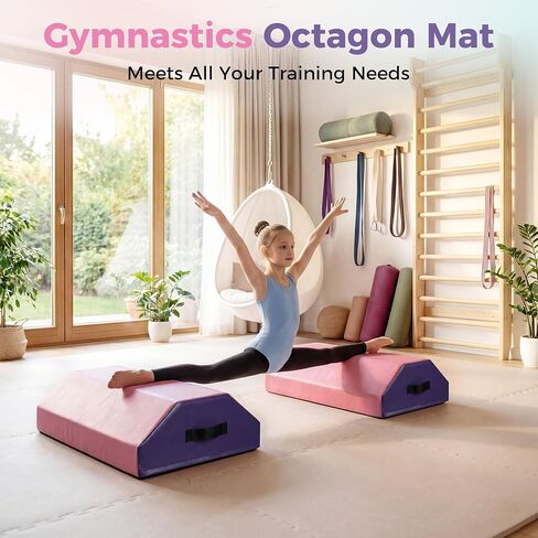 سجادة جمباز مثمنة قابلة للفصل، سجادة تمارين رياضية منزلية، سجادة تمارين رياضية على شكل مهارة، مع إسفنج عالي الكثافة وغطاء مقاوم للماء، لتشجيع صالة الألعاب الرياضية، والفنون القتالية، 43.18 سم × 43.18 سم × 63.58 سم in Kuwait