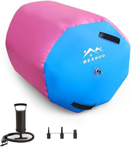 Gymnastics Air Barrel Roller, Inflatable Tumbling Roller Air Mat, Ergonomic Yoga Training Equipment, Barrel Trainer with Pump for Backhandspring, Cheerleading, Home, Gym & Yoga Practice-Multiple Sizes 2.6FT–3.5FT Length in Saudi Arabia
