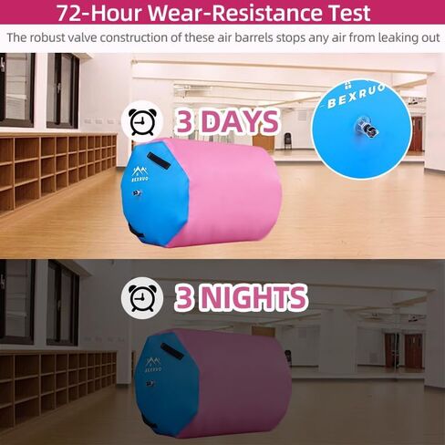 Gymnastics Air Barrel Roller, Inflatable Tumbling Roller Air Mat, Ergonomic Yoga Training Equipment, Barrel Trainer with Pump for Backhandspring, Cheerleading, Home, Gym & Yoga Practice-Multiple Sizes 2.6FT–3.5FT Length in Saudi Arabia