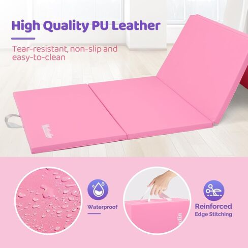 Matladin Folding Gymnastics Mat for Kids, 6'x3'x1"/8'x3'x1" PU Leather Gym Exercise Mats for Tumbling, Cheer, Yoga, Fitness, Pilates and Martial Art in Kuwait