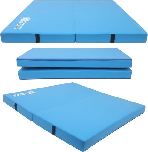 Gymnastics Mat for Kids 4'x4'x4" Foldable Tumbling Mats with Carrying Handles 2-Panels Fold Thick Exercise Mat for Home Aerobics Stretching Yoga in Kuwait