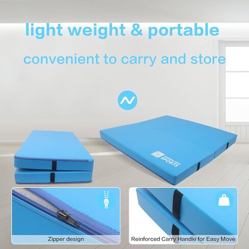 Gymnastics Mat for Kids 4'x4'x4" Foldable Tumbling Mats with Carrying Handles 2-Panels Fold Thick Exercise Mat for Home Aerobics Stretching Yoga in Kuwait