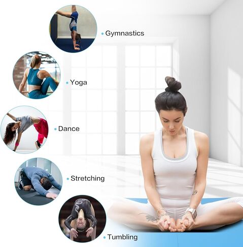 Gymnastics Mat for Kids 4'x4'x4" Foldable Tumbling Mats with Carrying Handles 2-Panels Fold Thick Exercise Mat for Home Aerobics Stretching Yoga in Kuwait