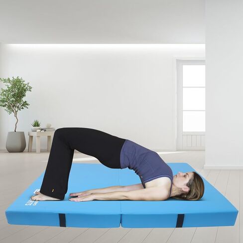 Gymnastics Mat for Kids 4'x4'x4" Foldable Tumbling Mats with Carrying Handles 2-Panels Fold Thick Exercise Mat for Home Aerobics Stretching Yoga in Kuwait