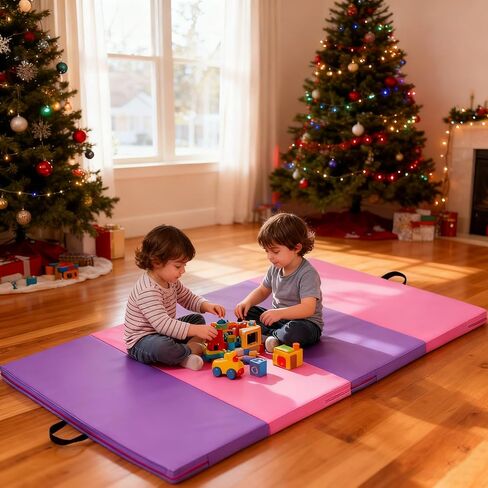 Gymnastics Mat, 3.6'x6'x2'' Thick Folding Kids' Tumbling Exercise Mat with Carrying Handles for Home Gym Workout & Active Play in Saudi Arabia