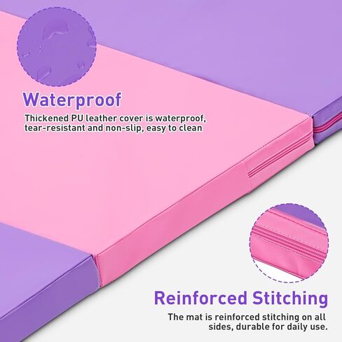 Gymnastics Mat, 3.6'x6'x2'' Thick Folding Kids' Tumbling Exercise Mat with Carrying Handles for Home Gym Workout & Active Play in Saudi Arabia
