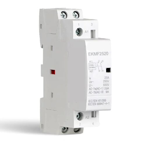 EKMF DIN Rail Modular AC Contactor، 220V مرحلة واحدة، 2P، 25A، تصنيف 250V / 500V، نظام التحكم الآلي للمنزل متوافق (16A 1NO1NC) in Kuwait