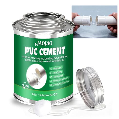 JAOJAO PVC Cement, PVC Pipe Glue Strong Bonding Strength Pressure-Resistant Waterproof No Whitening Impact Resistance and Tensile Strength Quick-Drying Easy to Operate, 125ml Transparent in Saudi Arabia