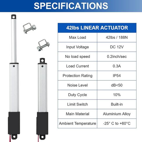 12V Mini Linear Actuator - 0.4 Inch Stroke, 42lbs/188N, 0.2"/s Speed, IP54 Electric Micro Linear Actuator with Mounting Brackets, Lightweight 0.082lbs, for Cabinets, Robotics, Home Automation in Kuwait