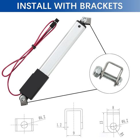 12V Mini Linear Actuator - 0.4 Inch Stroke, 42lbs/188N, 0.2"/s Speed, IP54 Electric Micro Linear Actuator with Mounting Brackets, Lightweight 0.082lbs, for Cabinets, Robotics, Home Automation in Kuwait