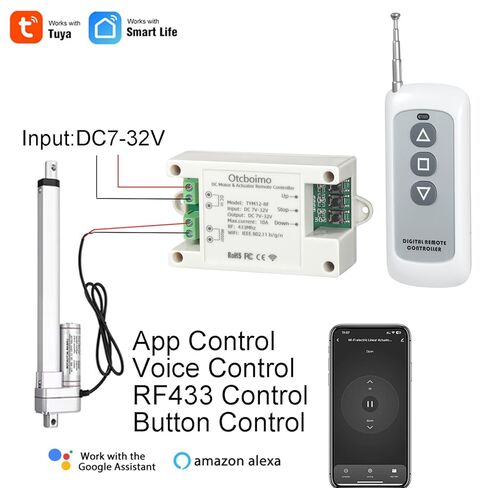 DC7-32V WiFi Smart Linear Actuator Motor Controller, Forward and Reverse Relay, Smart Life APP / RF433Mhz 328FT Remote Control, Compatible with Alexa, Google Home, Siri in Kuwait