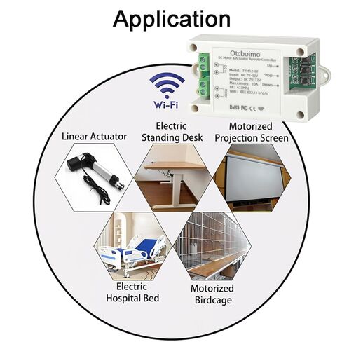DC7-32V WiFi Smart Linear Actuator Motor Controller, Forward and Reverse Relay, Smart Life APP / RF433Mhz 328FT Remote Control, Compatible with Alexa, Google Home, Siri in Kuwait