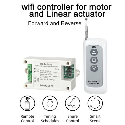 DC7-32V WiFi Smart Linear Actuator Motor Controller, Forward and Reverse Relay, Smart Life APP / RF433Mhz 328FT Remote Control, Compatible with Alexa, Google Home, Siri in Kuwait