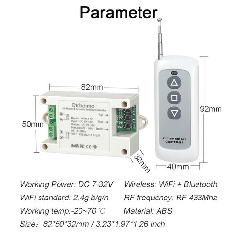 DC7-32V WiFi Smart Linear Actuator Motor Controller, Forward and Reverse Relay, Smart Life APP / RF433Mhz 328FT Remote Control, Compatible with Alexa, Google Home, Siri in Kuwait