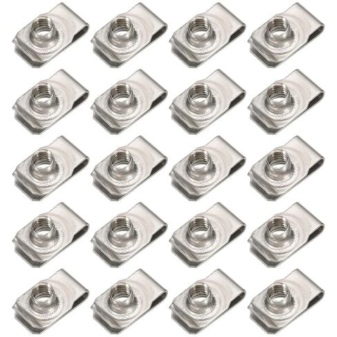 PATIKIL U-Style Clip-On Nut, 20 Pack M6-1 Regular Extruded U-Nut U-Type Fasteners Hardware Nuts 304 Stainless Steel for Automotive Metal Cars Motorcycles, Silver in Saudi Arabia