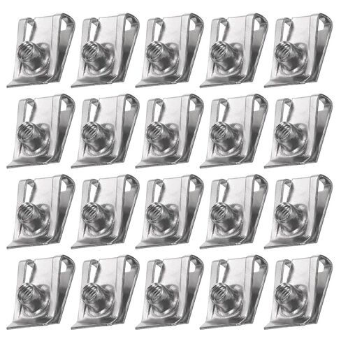 PATIKIL U-Style Clip-On Nut, 20 Pcs M6-1 Regular Extruded U-Nut U-Type Fasteners Hardware Nuts Stainless Steel for Automotive Metal Cars Motorcycles, Silver in Saudi Arabia