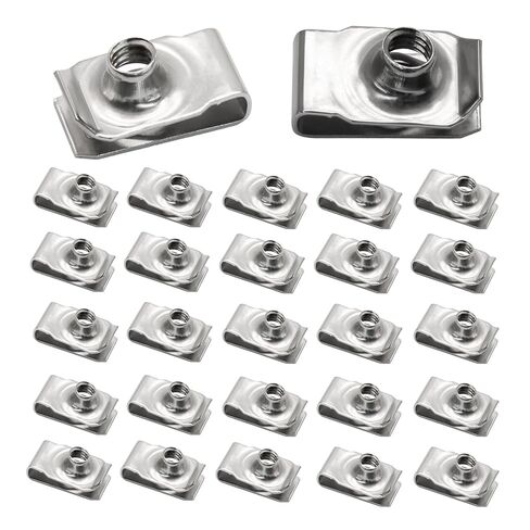 25 Pcs Extruded U Type Nuts - 5/16"-18 304 Stainless Steel Fasteners for Automotive Body Panels, Engine Covers, Mudguards, and Motorcycle License Plates - Durable and Easy to Install in Saudi Arabia