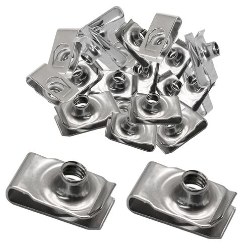 25 Pcs Extruded U Type Nuts - 5/16"-18 304 Stainless Steel Fasteners for Automotive Body Panels, Engine Covers, Mudguards, and Motorcycle License Plates - Durable and Easy to Install in Saudi Arabia