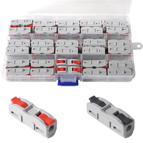 60pcs Conductor Compact Connectors Lever Connectors Nuts, Electrical Wire Terminals for Any Circuit Inline Splices 28-12 AWG (SPL-1) Black&Red in Saudi Arabia