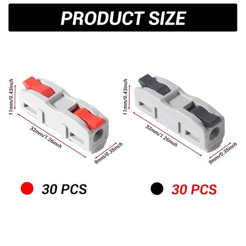 60pcs Conductor Compact Connectors Lever Connectors Nuts, Electrical Wire Terminals for Any Circuit Inline Splices 28-12 AWG (SPL-1) Black&Red in Saudi Arabia