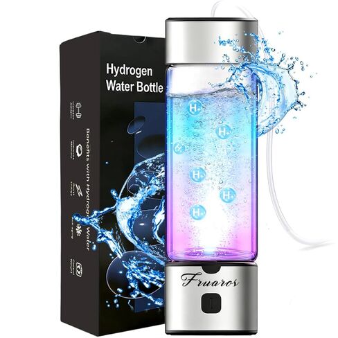 Hydrogen Water Bottle Generator - 2026 Hydrogen Water Machine - 6000 PPB SPE/PEM Tech Glass Hydrohealth Water Bottle for Kidney Health Hydrogen Bottle Gift for Family & Friends (Button/Sliver) in Saudi Arabia