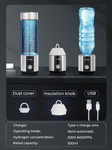 Hydrogen Water Bottle, Up to 6000ppb | Hang & Go Portable Hydrogen Water Bottle Generator with SPE/PEM Technology, Leak-Proof Design for Home, Office, Travel, Hiking, Sports & Outdoor Activities in Saudi Arabia