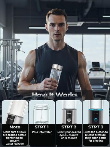 Hydrogen Water Bottle, Up to 6000ppb | Hang & Go Portable Hydrogen Water Bottle Generator with SPE/PEM Technology, Leak-Proof Design for Home, Office, Travel, Hiking, Sports & Outdoor Activities in Saudi Arabia