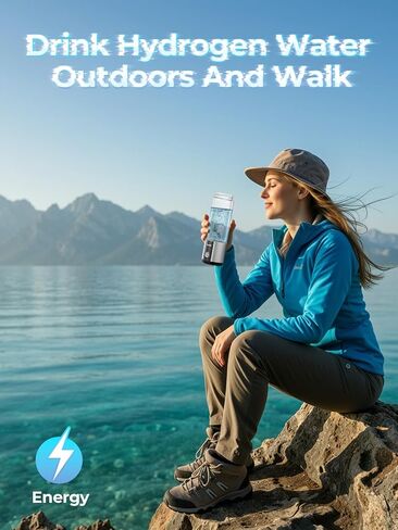 Hydrogen Water Bottle, Up to 6000ppb | Hang & Go Portable Hydrogen Water Bottle Generator with SPE/PEM Technology, Leak-Proof Design for Home, Office, Travel, Hiking, Sports & Outdoor Activities in Saudi Arabia