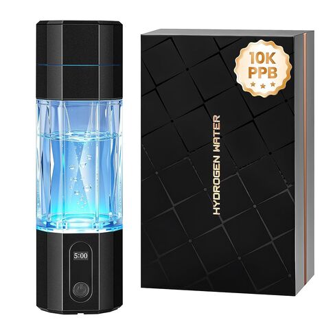 Hydrogen Water Bottle 10,000+PPB - PPB Molecular Hydrogen Infusion - SPE/PEM Technology (Black) in Saudi Arabia