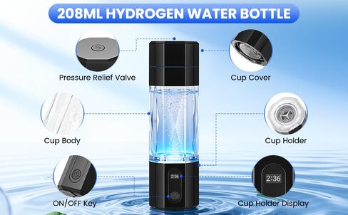 Hydrogen Water Bottle 10,000+PPB - PPB Molecular Hydrogen Infusion - SPE/PEM Technology (Black) in Saudi Arabia