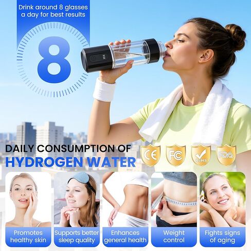 Hydrogen Water Bottle 10,000+PPB - PPB Molecular Hydrogen Infusion - SPE/PEM Technology (Black) in Saudi Arabia